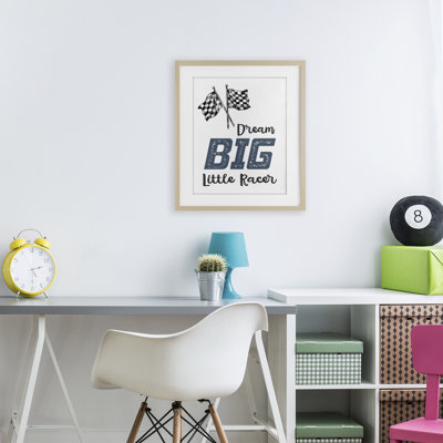 Dream Big Little Racer Framed Print Under Glass, design by Christine Simpson Art