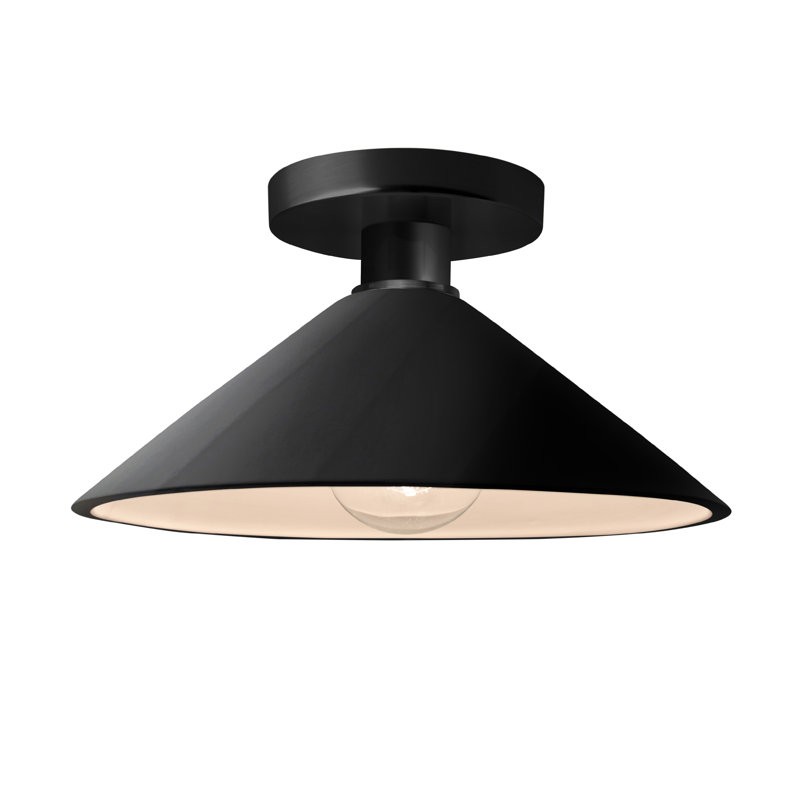 Plafonnier semi-encastré en céramique Dottie, Noir brillant / blanc mat / laiton poli, Noir mat, Incandescente (non incluse)