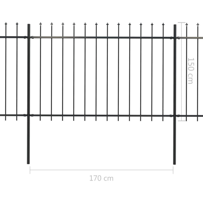 Merdasa 150cm H x 720cm W Black Metal Border Fence