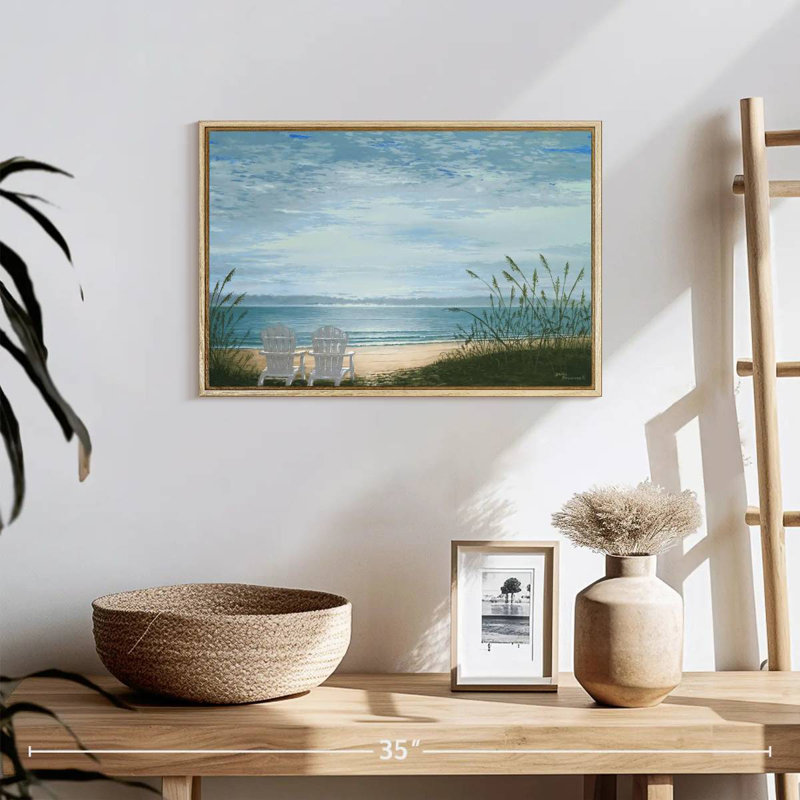 Chaises de plage sereines, 19 po x 13 po, Cadre flottant en bois naturel