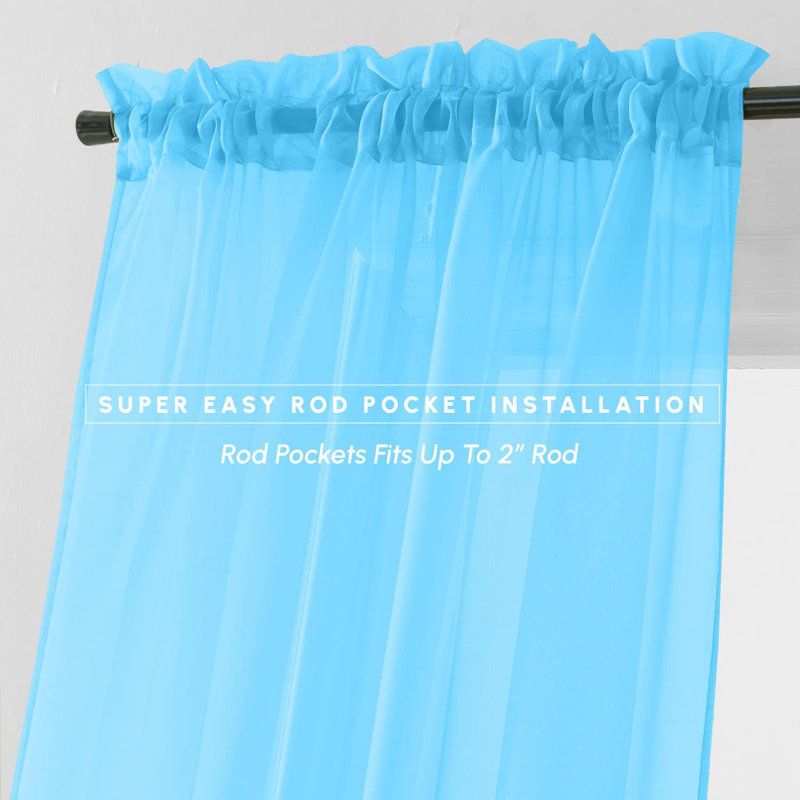 Yaelle Semi Sheer Curtain Pair, 60" W x 84" L, Turquoise