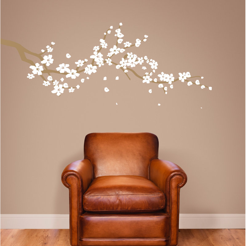 Plants & Flowers Non-Wall Damaging Wall Decal, 19" H x 48" W x 0.01" D, Light Brown/White