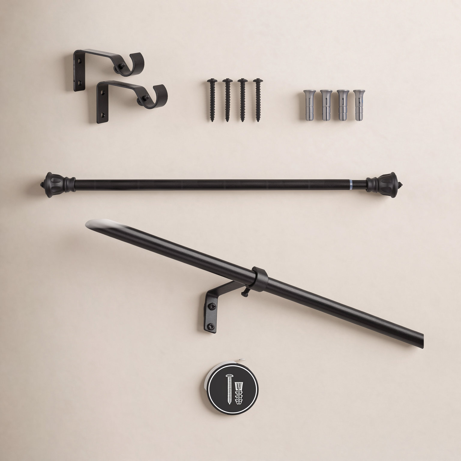Lowri Kiera Curtain Rod, 28'' - 48''