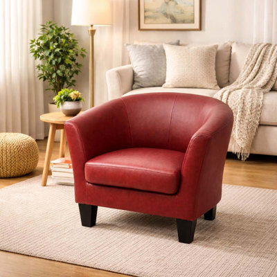 Faux Leather Accent Chair Modern Space-Saving Design