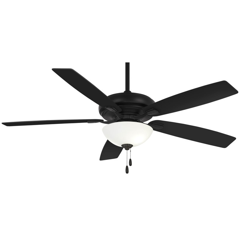 60" Watt II 5 - Blade Standard Ceiling Fan with Pull Chain and Light Kit Included, Coal