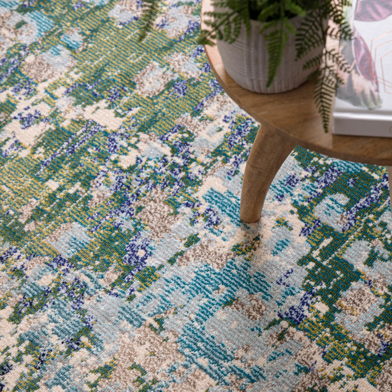 Antebi Abstract Green Area Rug, Rectangle 160 x 230 cm