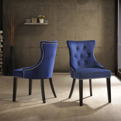Chaise à oreilles Elegant Blue 21 po avec rembourrage en mousse