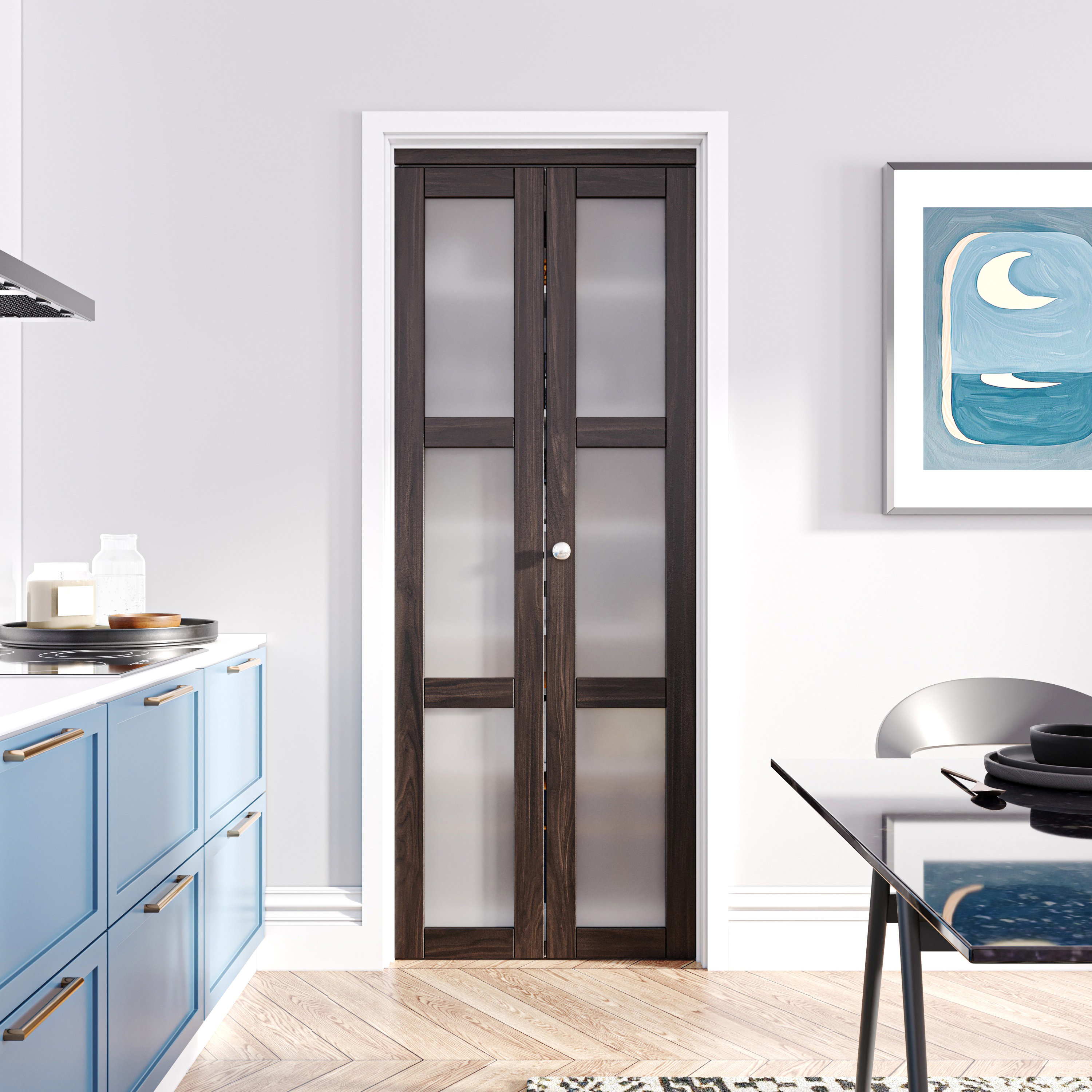 HOZONE Solid with Wood Installation Color Hardware | Door Manufactured Door Glass Ancient Wayfair 3-Lite Bi-Fold Wood