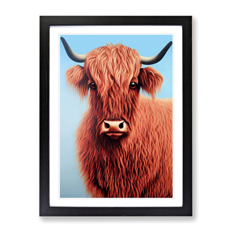 Curious Highland Cow - Single Picture Frame Print, Black Framed, 64cm H x 46cm W x 2cm D