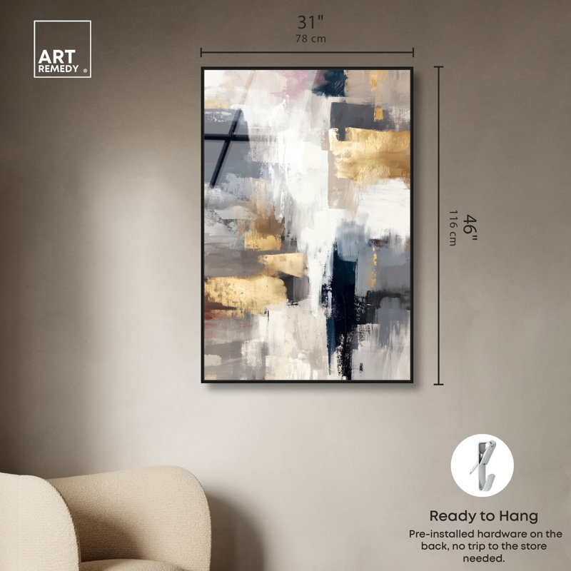 Décoration murale de bureau encadrée en acrylique doré, impression encadrée par Art Remedy, cadre noir, 30 x 45, Cadre noir