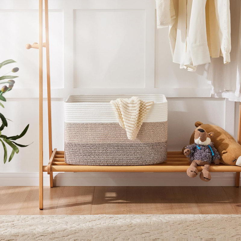 Blanket Basket,Rectangle Woven Baskets For Storage,65L Laundry Basket For Decorative Nursery Blanket,Toys,Dirty Clothes And Magazine In Shelves,Baby Room,And Living Room