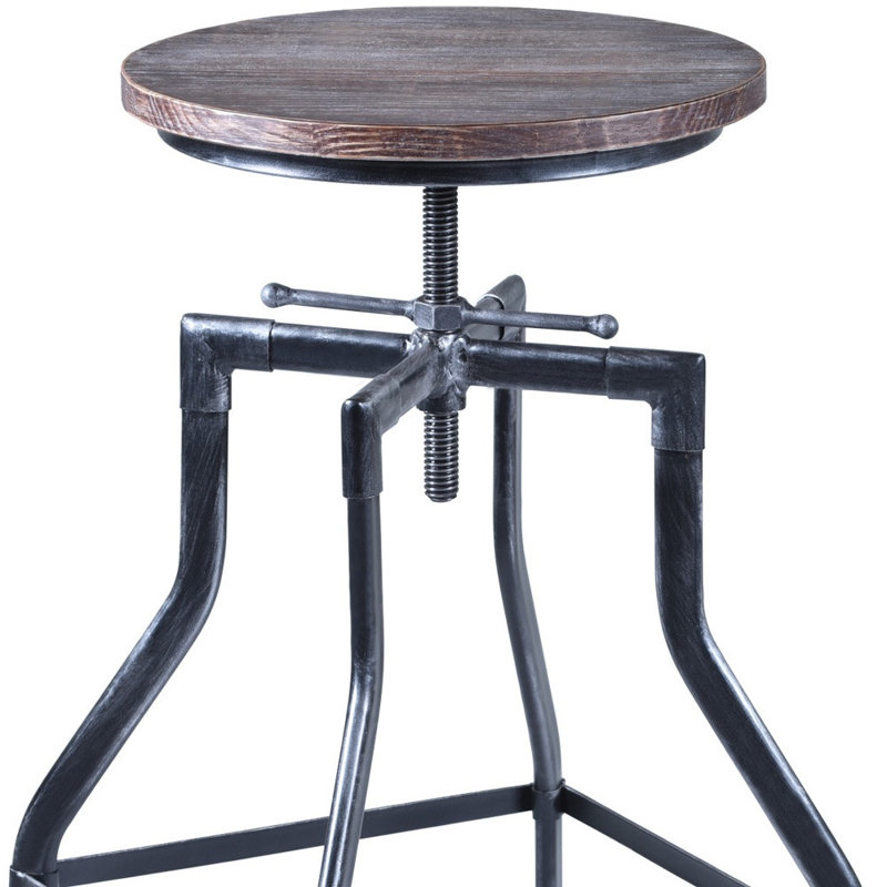Tabouret de bar pivotant réglable en bois de pin industriel