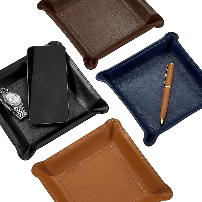 Graphic Image Valet Leather Catchall Tray, Leather, Tan