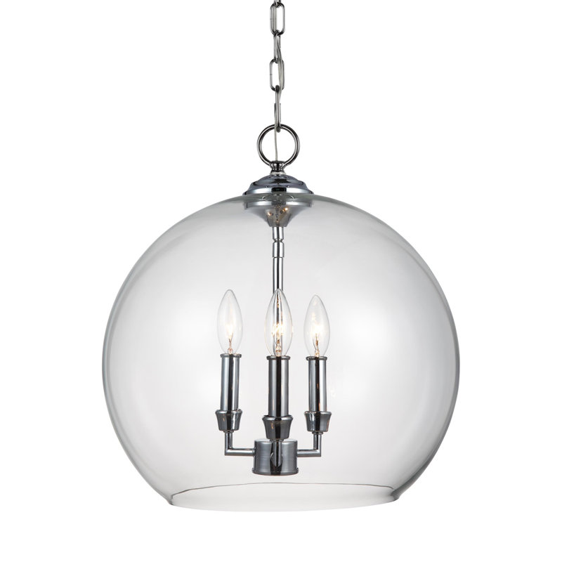 3-Light Globe Pendant, Chrome