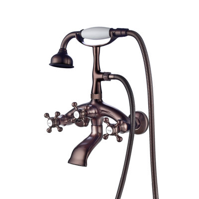 3 Handle Bathroom Clawfoot Tub Faucet with Diverter