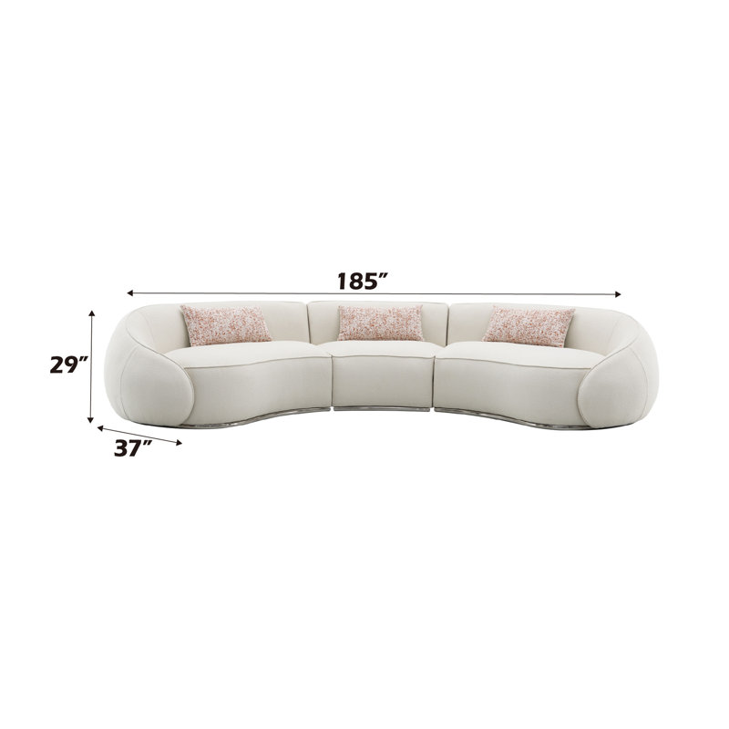 Canapé modulaire Sahara Beige Boucle avec 3 coussins