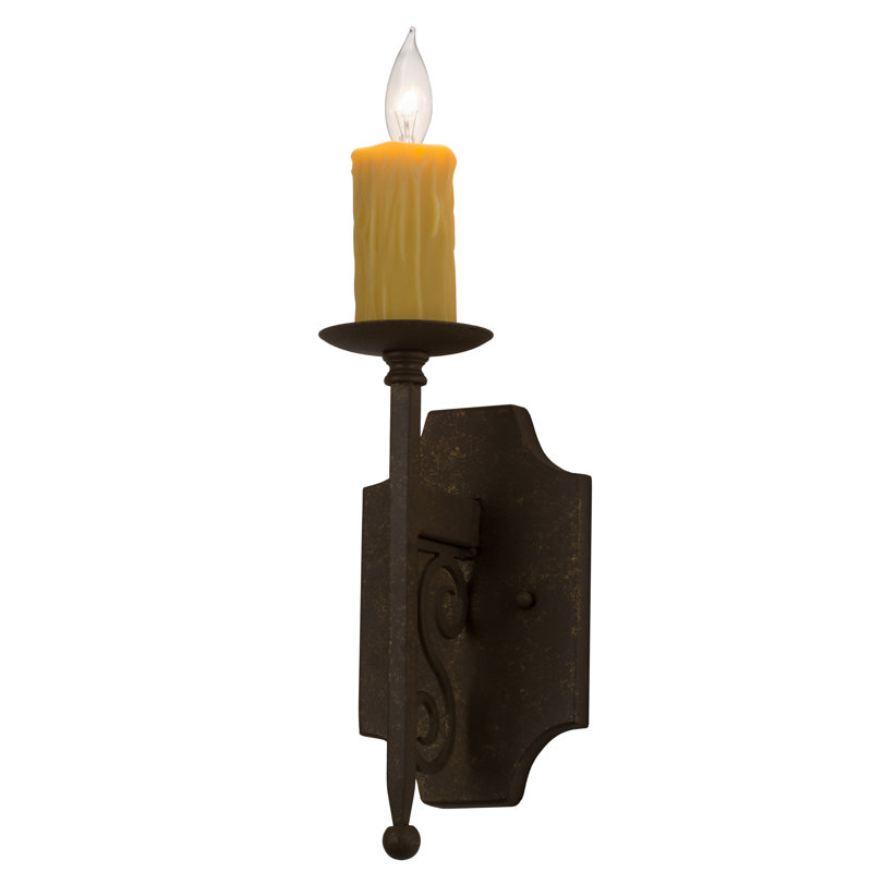 Lampe murale bougie 1 lumières Grimmett, H 14 po x l 5 po x P 5 po, Cuivre vintage