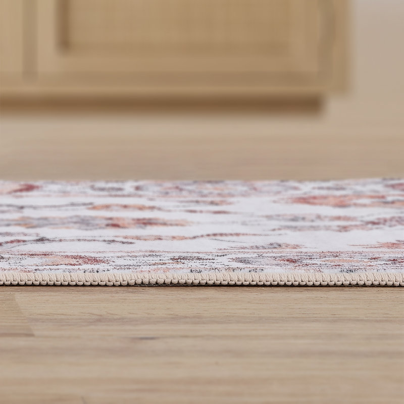 Arabella Vintage Floral Border Machine-Washable Rug, Cream/Terra, Rectangle 9' x 12'