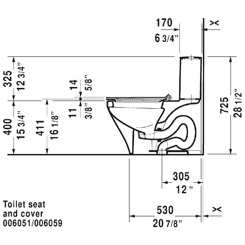 Toilette allongée une pièce à double chasse Durastyle (siège inclus)