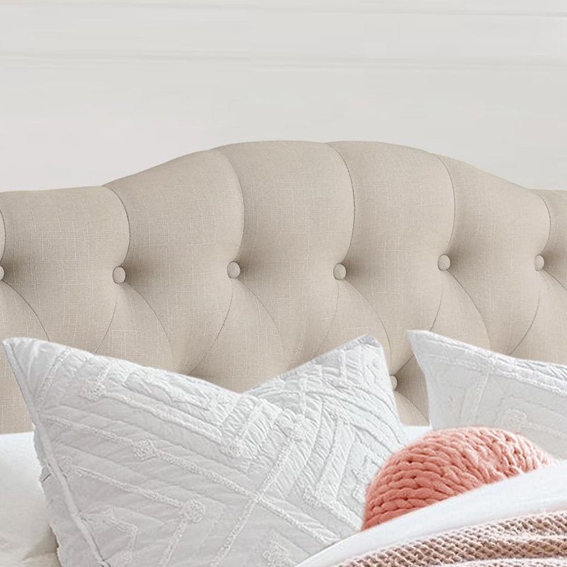 Linen Tufted Upholstered Headboard, Solid Wood Frame with Adjustable Height 34" to 43" – Modern Button Tufting Design for Bedroom