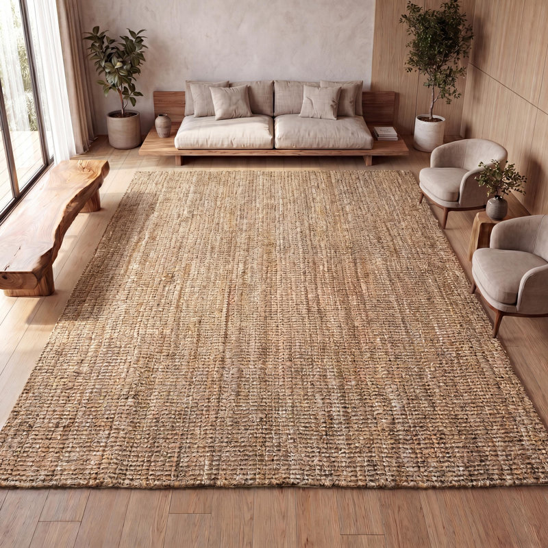 Tapis naturel en jute tissé à la main Pata, Rectangle 10 pi x 14 pi