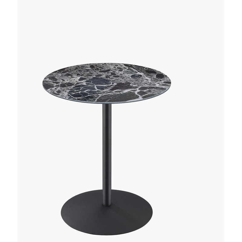 Table de bout Circa 17,5 po avec plateau texturé en marbre noir, Noir
