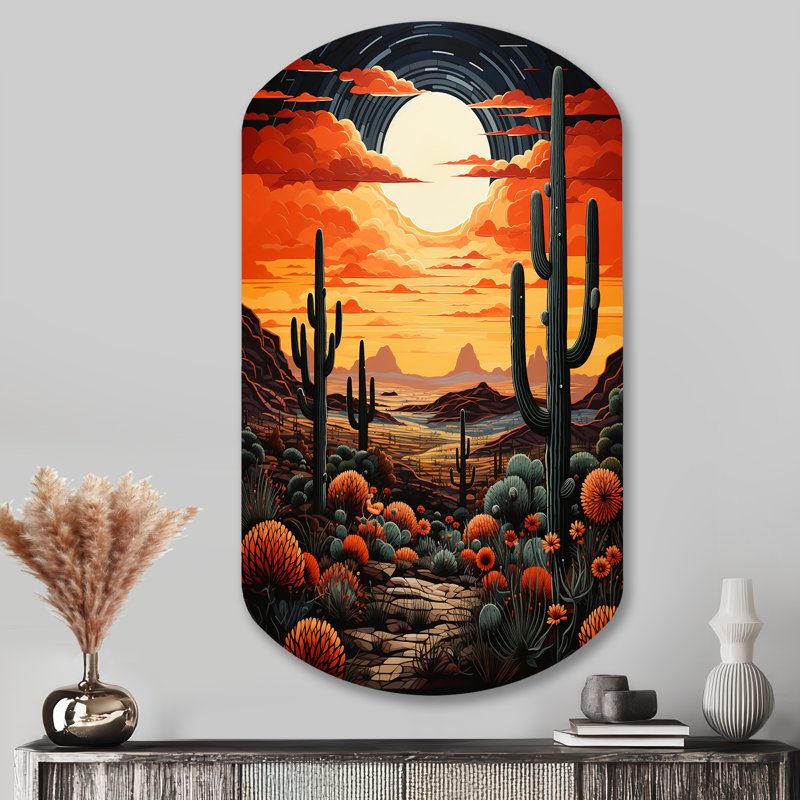Marquard - Cactus cylindrique, art mural asymétrique en métal, H 43 po x l 23 po