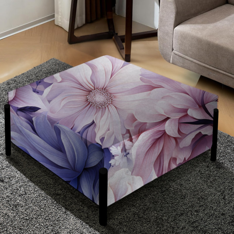 Exquise beauté mauve à motif floral II - grand repose-pieds carré floral