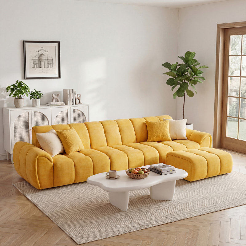 120" Modular Boneless Sofa with Chaise Lounge, Chenille Fabric, Modern Pull-Apart Sectional for Living Room, 4-Piece Set