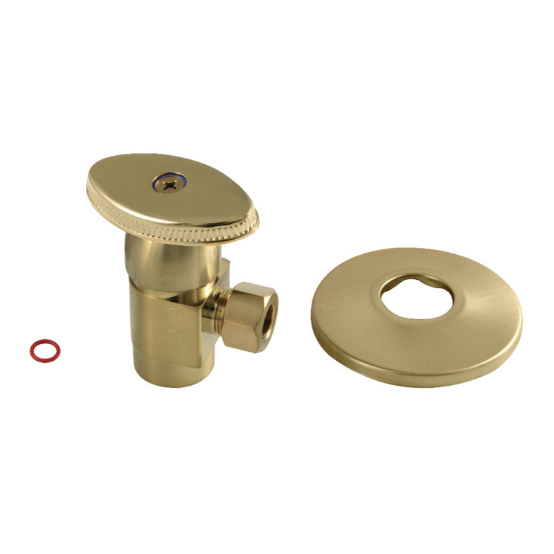 Butoir d'angle à cartouche en céramique Hardisc de 1/4 de tour FIP x 3/8 po Kingston, Laiton brossé