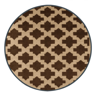 Machine Washable Trellis Brown Area Rug