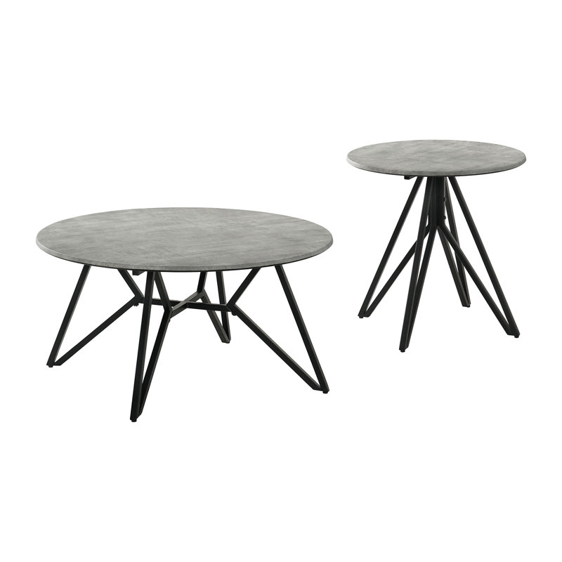 Ensemble de table 2 pièces avec base en métal en ciment et noir