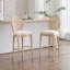 Ensemble de 2 chaises de bar de 30 po de hauteur, chaises rembourrées à dossier rond, techniques de tréfilage et de sculpture, pour le salon, la cuisine, le restaurant, beige