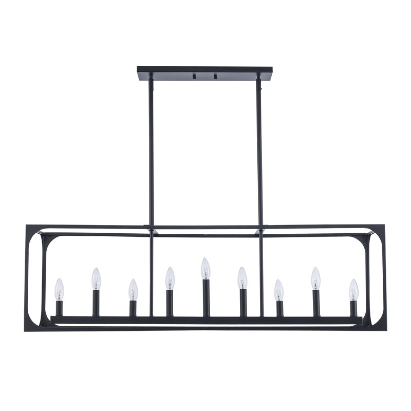 Luminaire suspendu linéaire 9 lumières Marieliese, Noir