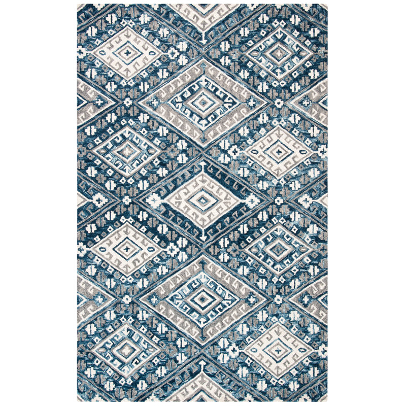 Vahakn Hand Tufted Wool Geometric Rug, Rectangle 5' x 8'