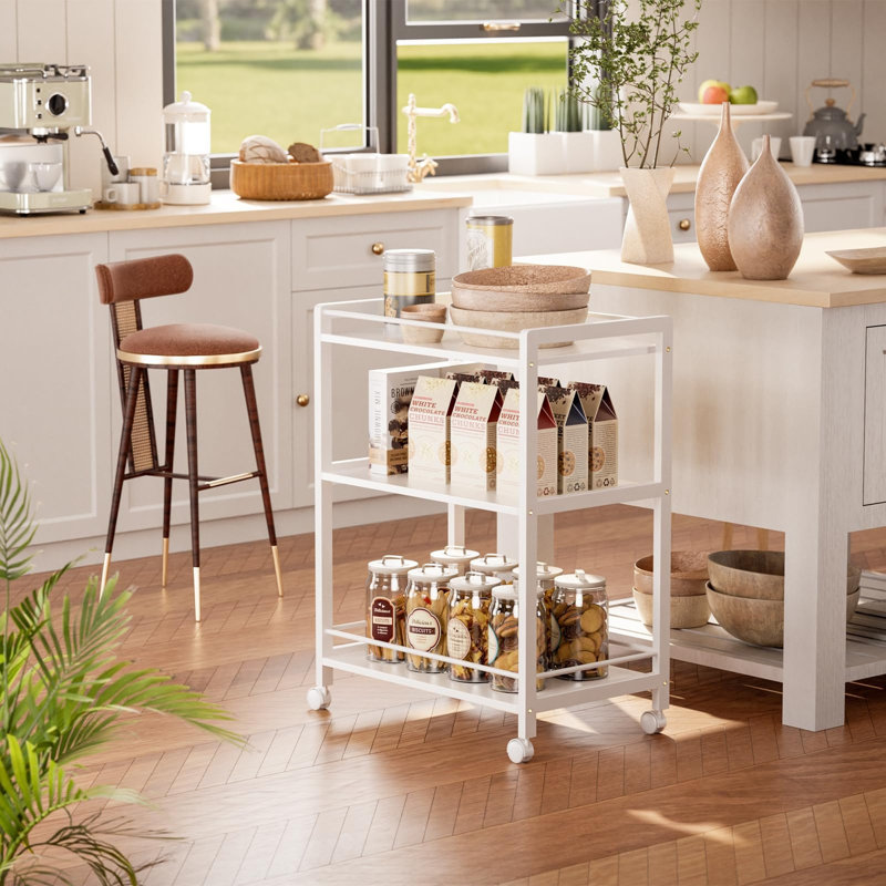 Metal Bar Cart, White