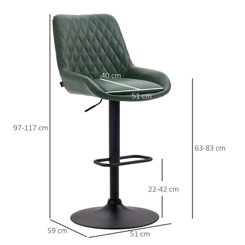 Bigvai Adjustable Height Counter Stool with Metal Frame, Green