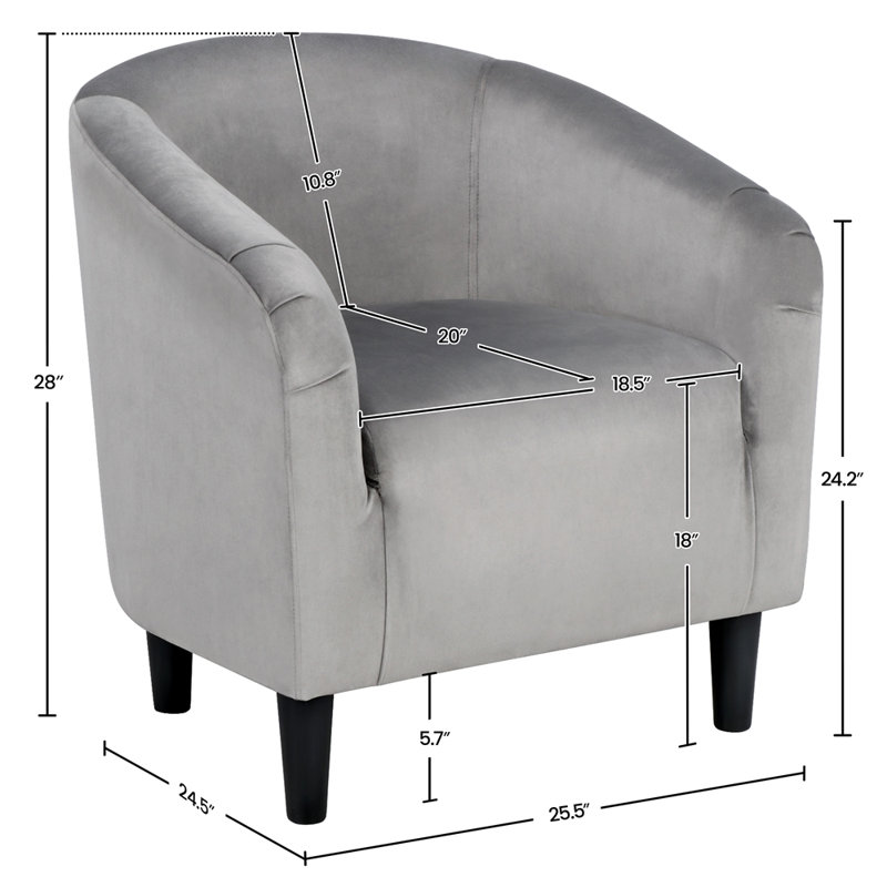Robeson 28" Wide Velvet Barrel Chair, Gray Velvet
