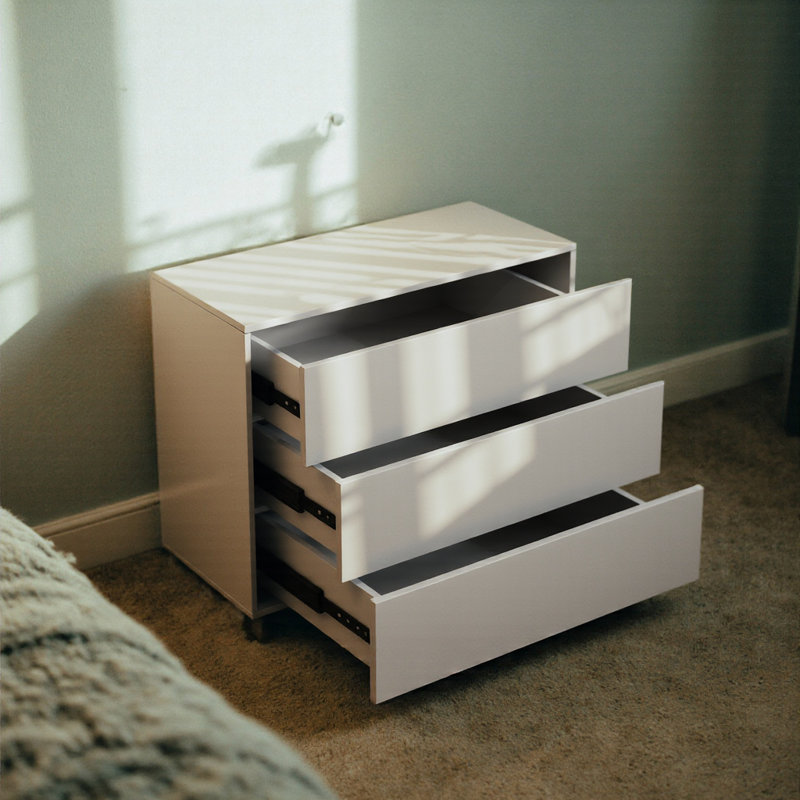 23.6" Wide Wooden 3-drawer Nightstand, Modern Bedroom Bedside Table