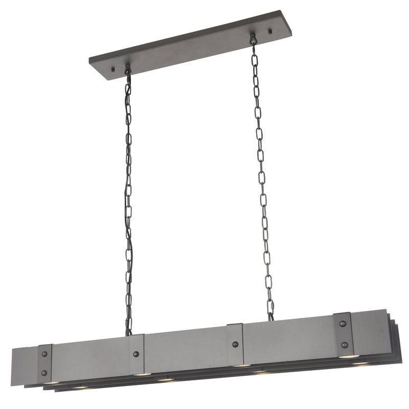 1-Light Gun Metal Iron Rectangular Ceiling Fixture