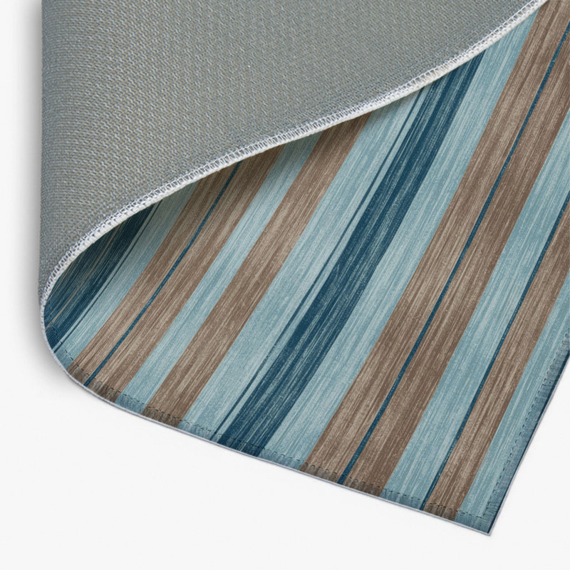 Tapis intérieur / extérieur bleu HorizontalStripes, Rectangulaire 2 pi x 3 pi