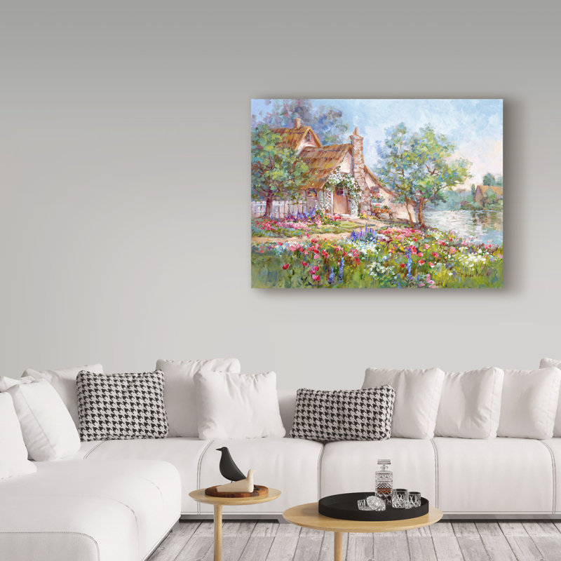 « summer retreat », reproduction de peinture à l’acrylique sur toile tendue, H 35 po x l 47 po x P 2 po