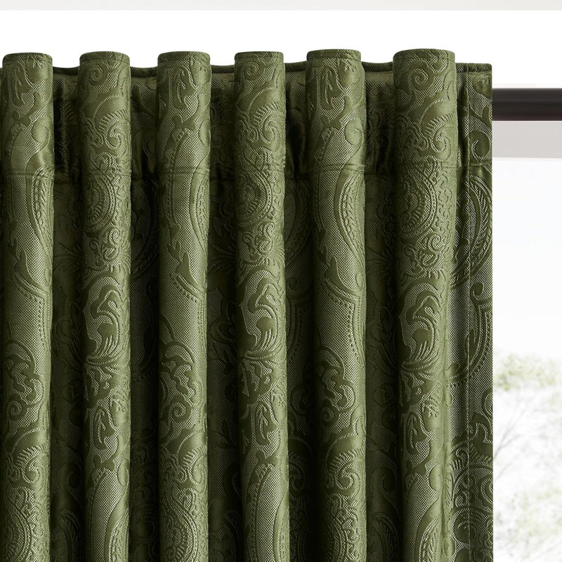 Velvet Blackout Crushed Floral Curtains - Luxury Vintage Patterned Decorative Drapes - Room Darkening 70%-85% （set of 2）