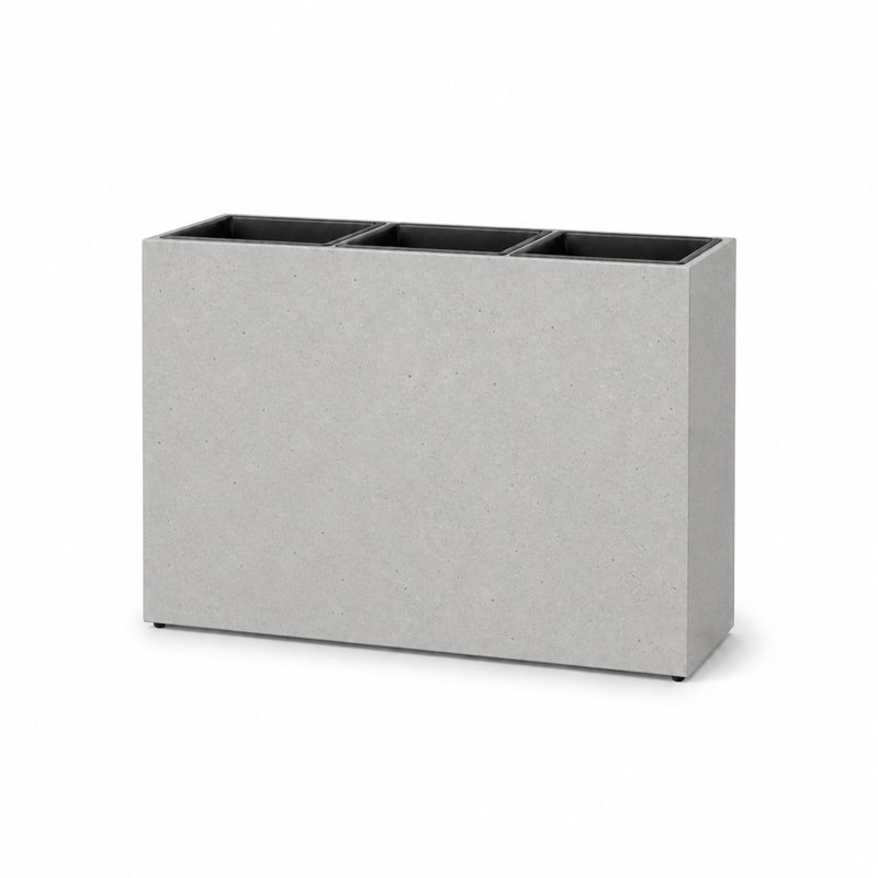 Smooth Rectangular Fiber Cement Planter, Gray, Gray