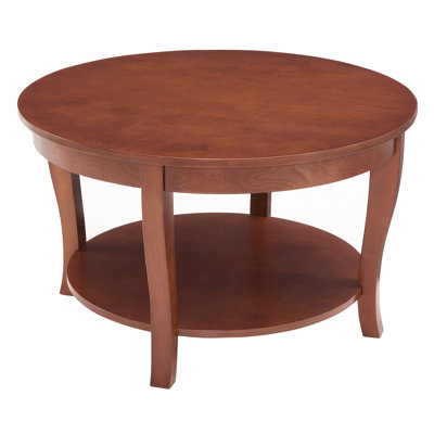Walnut Round Center Table With 2 Storage - Stylish For Living Room, Bedroom, Apartment Traditional Bedroom Open Shelf 30 X 18 Inches, Easy To Assemble