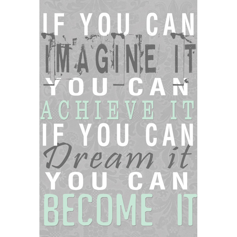 Distressed Imagine It 2 - Wrapped Canvas Print, 46cm H x 30cm W x 3.8cm D