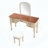 46" Vintage Makeup Vanity with Curved Flower Frame Mirror, 5 Drawers and Leather Stool