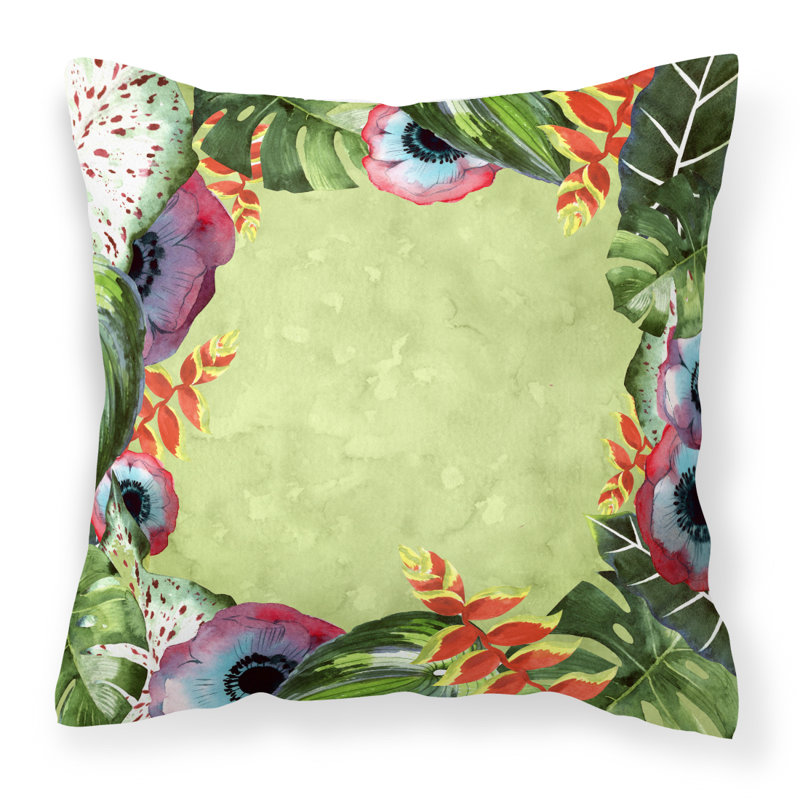 Coussin décoratif intérieur/extérieur tropical, 18 po x 18 po