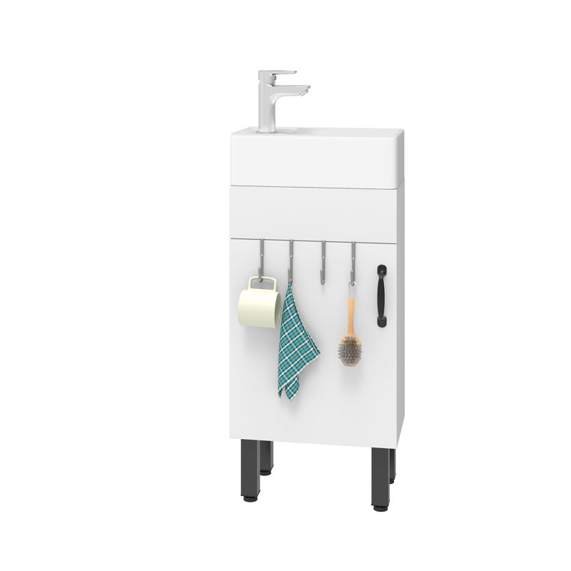 Freestanding Bathroom Cabinet, White/Black
