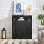 Buffet avec rangement, buffet cannelé de ferme avec 2 portes et tablettes réglables, meuble télé, armoire de rangement pour le vestibule, la cuisine, le couloir et le salon-450792453